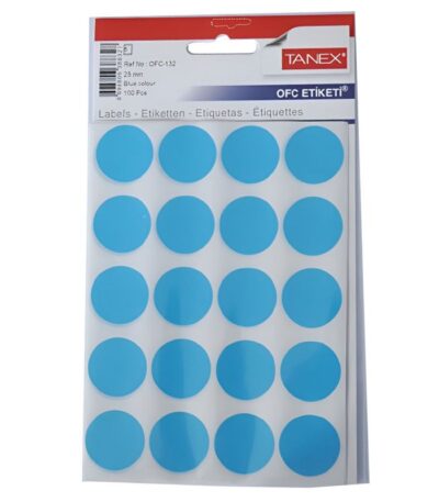 Tanex Zelfklevend Etiket 25mm - Blauw #OFC-132B-0