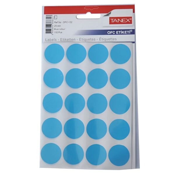 Tanex Zelfklevend Etiket 25mm - Blauw #OFC-132B-0