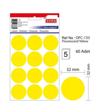 Tanex Zelfklevend Etiket 32mm - Fluorescent Geel-0