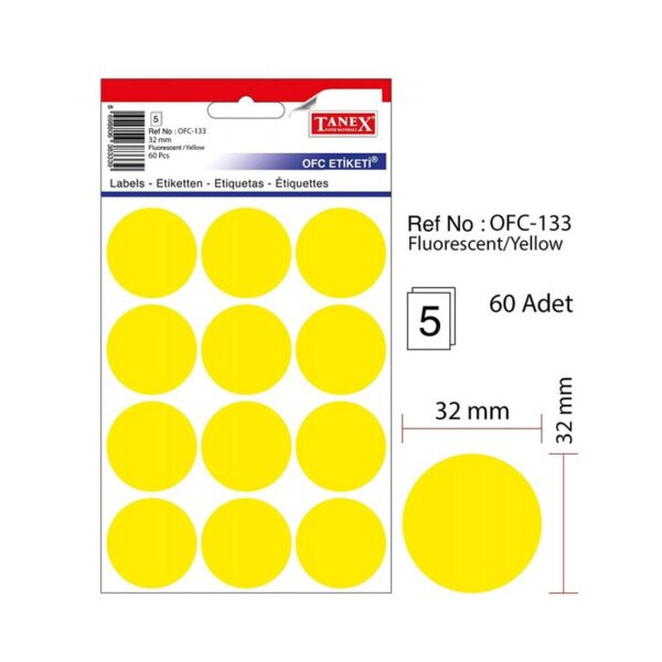 Tanex Zelfklevend Etiket 32mm - Fluorescent Geel-0