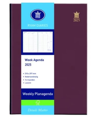 A4 Kantooragenda | Bordeaux | 1 week / 2 pagina's 14 maanden-486845