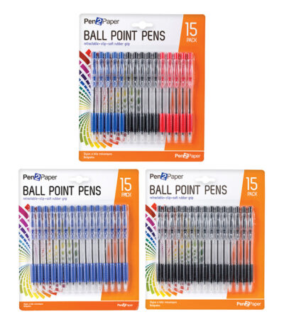 Pennen Ballpoint 15 Stuks - Blauw, Zwart, Rood - UB#SE0056-360221