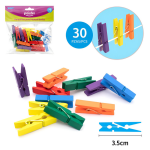 Kleine houten knijpers Kaartknijpers Gekleurd 30stuks 3,5cm-517909