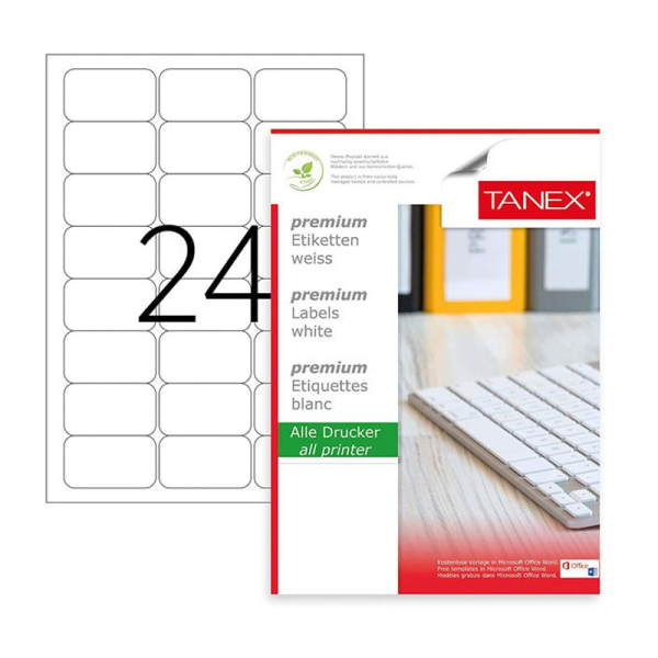 ETIKET ZELFKL A4 64X34MM WIT TANEX #TW-2024-0