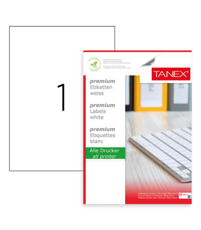 ETIKET ZELFKL A4 210X297MM WIT TANEX #TW-2000-0