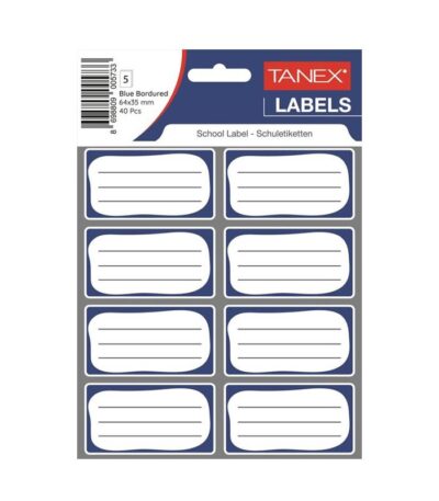 SCHOOLETIKET BLAUW 64X35MM TANEX#7001-0