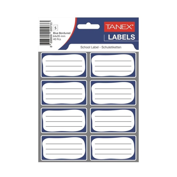 SCHOOLETIKET BLAUW 64X35MM TANEX#7001-0