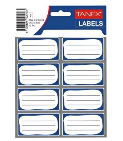 SCHOOLETIKET BLAUW 64X35MM TANEX#BRD 7002-0