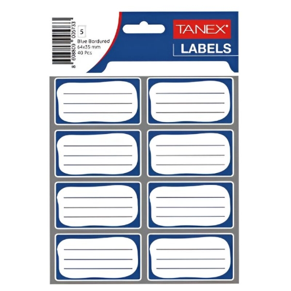 SCHOOLETIKET BLAUW 64X35MM TANEX#BRD 7002-0