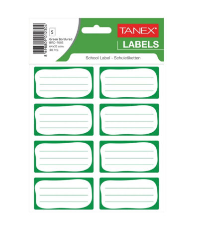 SCHOOLETIKET GROEN 64X35MM TANEX# BRD 7005-0