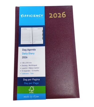 A5 Kantooragenda Bordeaux| 1dag / pagina + tabjes 86243000-0