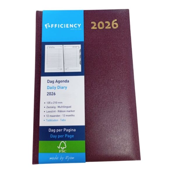 A5 Kantooragenda Bordeaux| 1dag / pagina + tabjes 86243000-0
