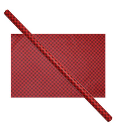 Cadeaupapier 76X250CM rood/zwart Schots 50G kerstpapier-0