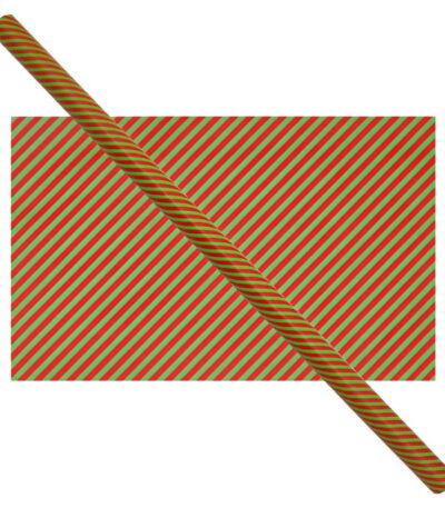 Cadeaupapier 76X250CM rood / groen gestreept 50g kerstpapier-0