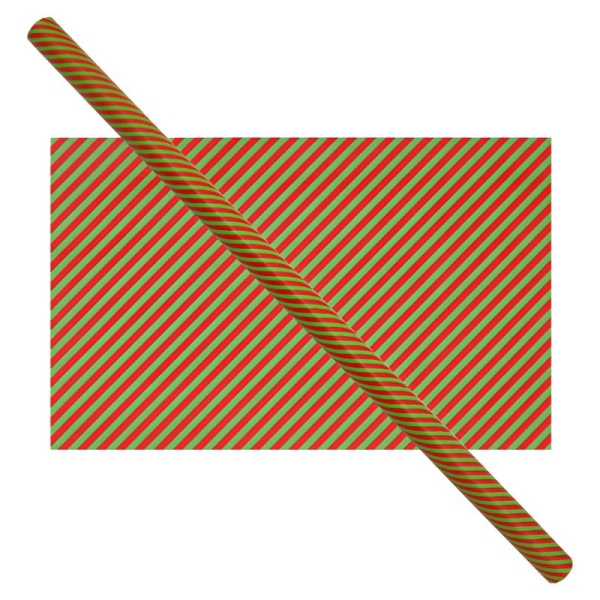 Cadeaupapier 76X250CM rood / groen gestreept 50g kerstpapier-0