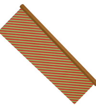 Cadeaupapier 76X250CM rood / groen gestreept 50g kerstpapier-529720