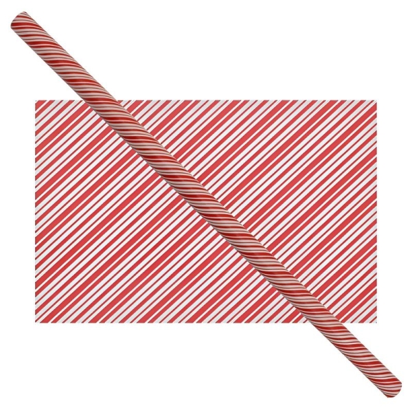 Cadeaupapier 76X250CM pastelrood gestreept 50G kerstpapier-0