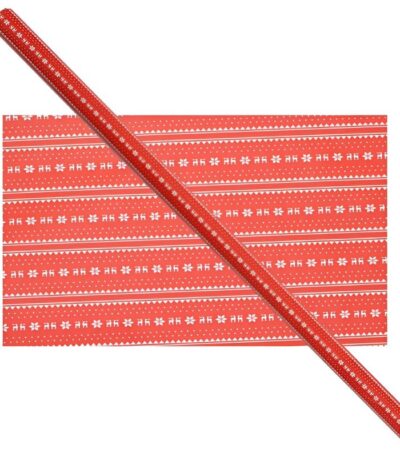 Cadeaupapier 76X250CM reindeer / sneeuvlok rood 50G kerst-0