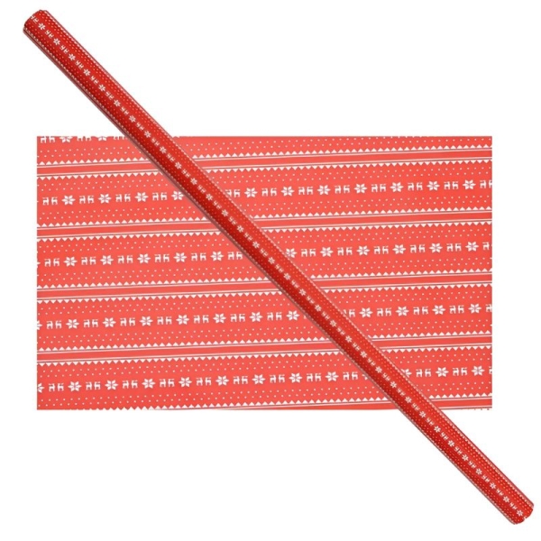 Cadeaupapier 76X250CM reindeer / sneeuvlok rood 50G kerst-0