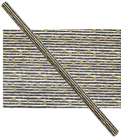 Cadeaupapier 76X250CM zwart/wit/goud 50G kerstpapier-0