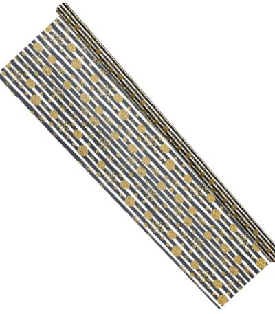 Cadeaupapier 76X250CM zwart/wit/goud 50G kerstpapier-529659
