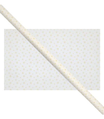 Cadeaupapier 76X250CM "Gouden Sneeuwvlokken" 50G Kerstpapier-0