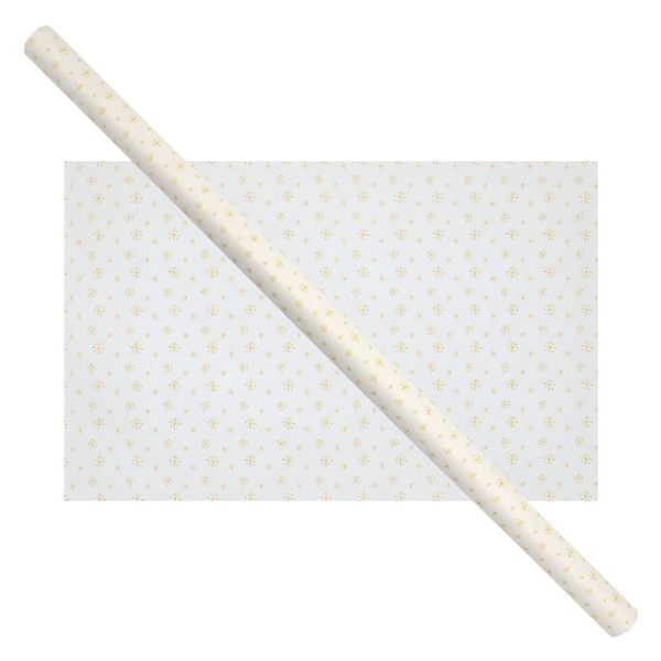 Cadeaupapier 76X250CM "Gouden Sneeuwvlokken" 50G Kerstpapier-0