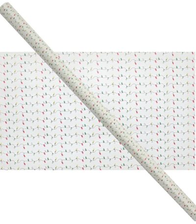 Cadeaupapier 76X250CM wit - kerstlichtjes 50G Kerstpapier-0