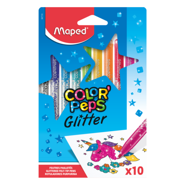 VILTSTIFTEN SET/10 COLOR'PEPS GLITTER MAPED#847110-0