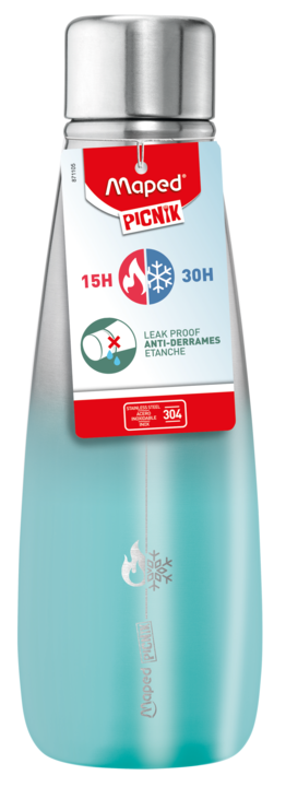 ADULT INSULATED BOTTLE 500ML TURQUOISE MAPED#871107-0