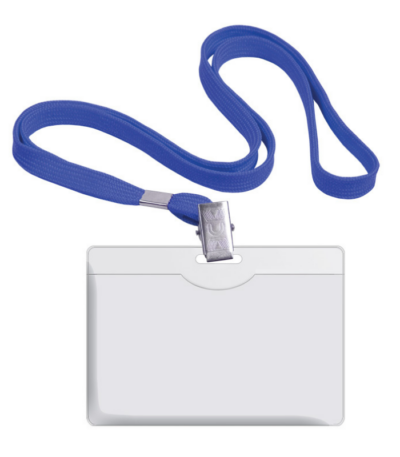 NAAMBADGE PLASTIC HOR. 90X57MM MET BLAUW KOORD CNTR#91635-0