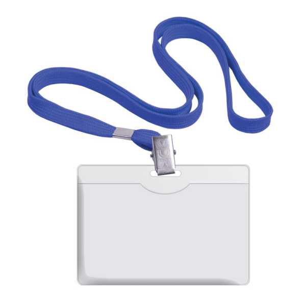 NAAMBADGE PLASTIC HOR. 90X57MM MET BLAUW KOORD CNTR#91635-0