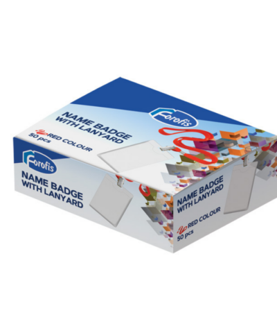 NAAMBADGE PLASTIC VERT. 90X58MM MET ROOD KOORD CNTR#91638-467835