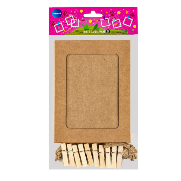 KRAFT PAPIEREN FOTOLIJST INCL TOUW & KNIJPERS CNTR#80276-0