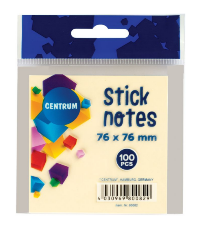 MEMOBLOK ZELFKLEVEND 76X76MM 100VL GEEL CNTR#80082-0