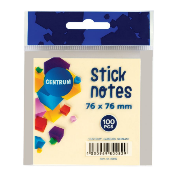 MEMOBLOK ZELFKLEVEND 76X76MM 100VL GEEL CNTR#80082-0