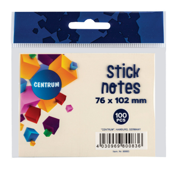 MEMOBLOK ZELFKLEVEND 76X102MM 100VL GEEL CNTR#80083-0