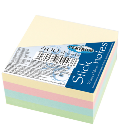 MEMOBLOK ZELFKLEVEND 76X76MM 400VL PASTEL CNTR#80443-0