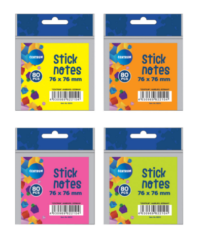 MEMOBLOK ZELFKLEVEND 76X76MM 80VL NEON CNTR#82210-0