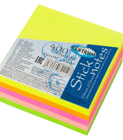 MEMOBLOK ZELFKLEVEND 76X76MM 400VL NEON CNTR#82212-0