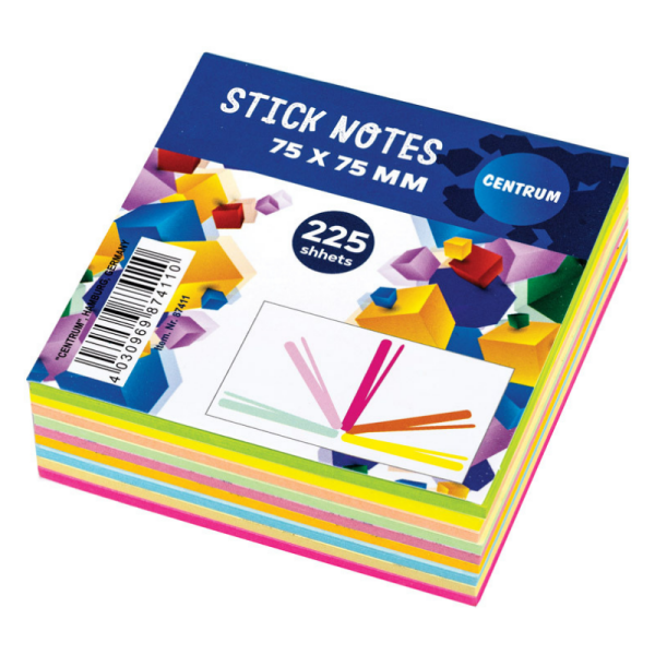 MEMOBLOK ZELFKLEVEND 75X75MM 225 VL NEON CNTR#87411-0