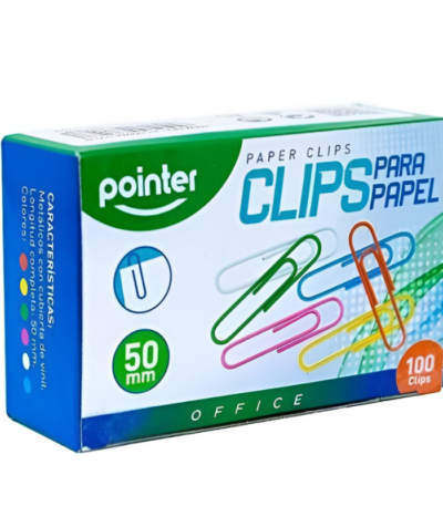 PAPERCLIPS GEKLEURD "POINTER" 50MM 100PCS ARG#PC-50MM-100B-0