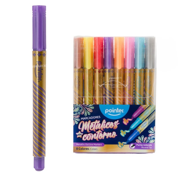 Marker Set Contour Goud 8 Kleuren "Pointer" ARG#SM-1910-G-0