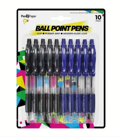Ballpoint Pennen met Rubber Grip - Blauw & Zwart (10 stuks)-0
