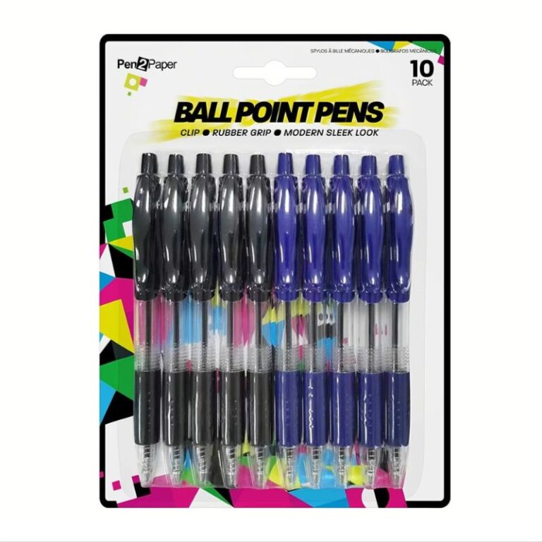 Ballpoint Pennen met Rubber Grip - Blauw & Zwart (10 stuks)-0