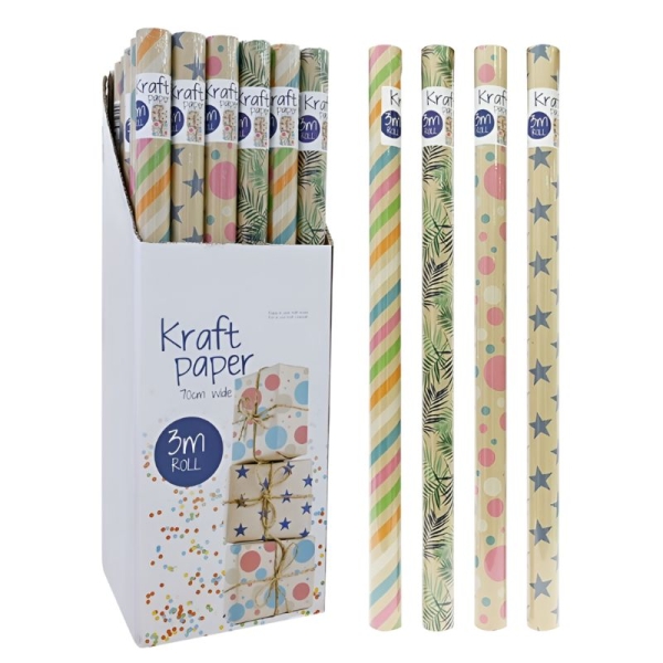 KRAFT PAPER ROLL PRNTD 3M 4ASS UB#YA0125-0