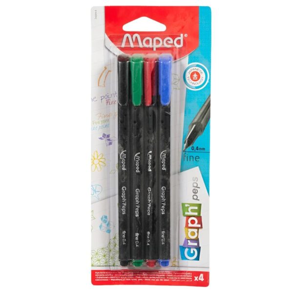 PEN FINELINER GRAPH'PEPS CLASSIC 4ASS. MAPED#749144-0
