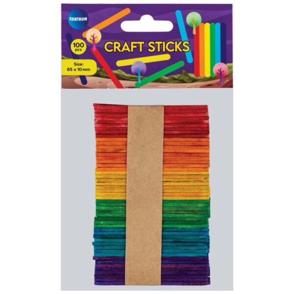 CRAFT STOKJES 65X100MM GEKLEURD PK/100 CNTR#81180-0