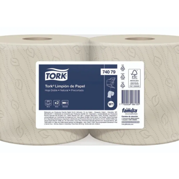 WIPING PAPER NATURAL 2PLY 305M 2PACK PRE-CUT TORK#74079-0